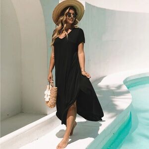 VICI Farmers Market Pocketed Modal Maxi Dress- Olive Green